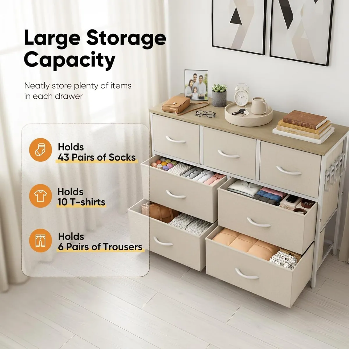 Fabric Chest of Drawer with 7 Drawers Home - Image 3