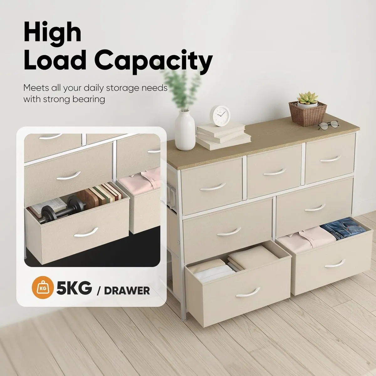 Fabric Chest of Drawer with 7 Drawers Home - Image 4