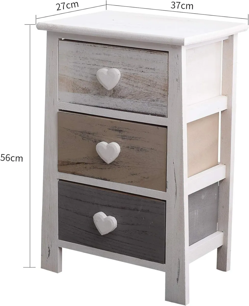 Bedside table Cabinet Storage vintage Shabby Chic - Image 3