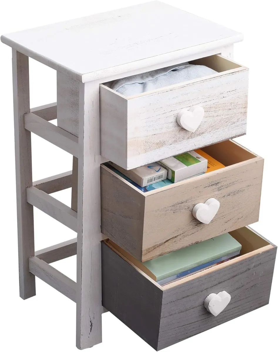 Bedside table Cabinet Storage vintage Shabby Chic - Image 4