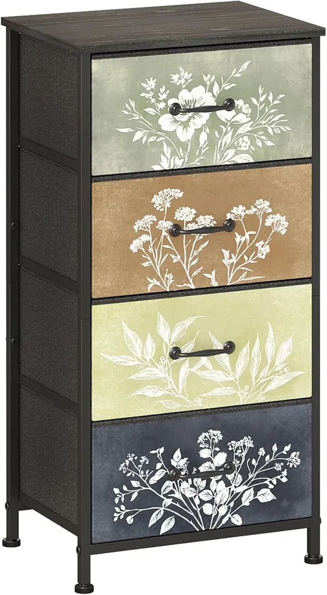 Fabric Chest of Drawers with 4 Plant Pattern - Image 1