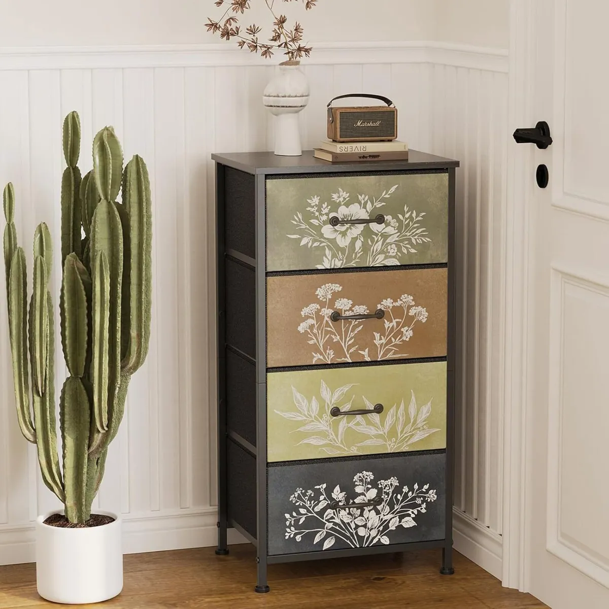 Fabric Chest of Drawers with 4 Plant Pattern - Image 4