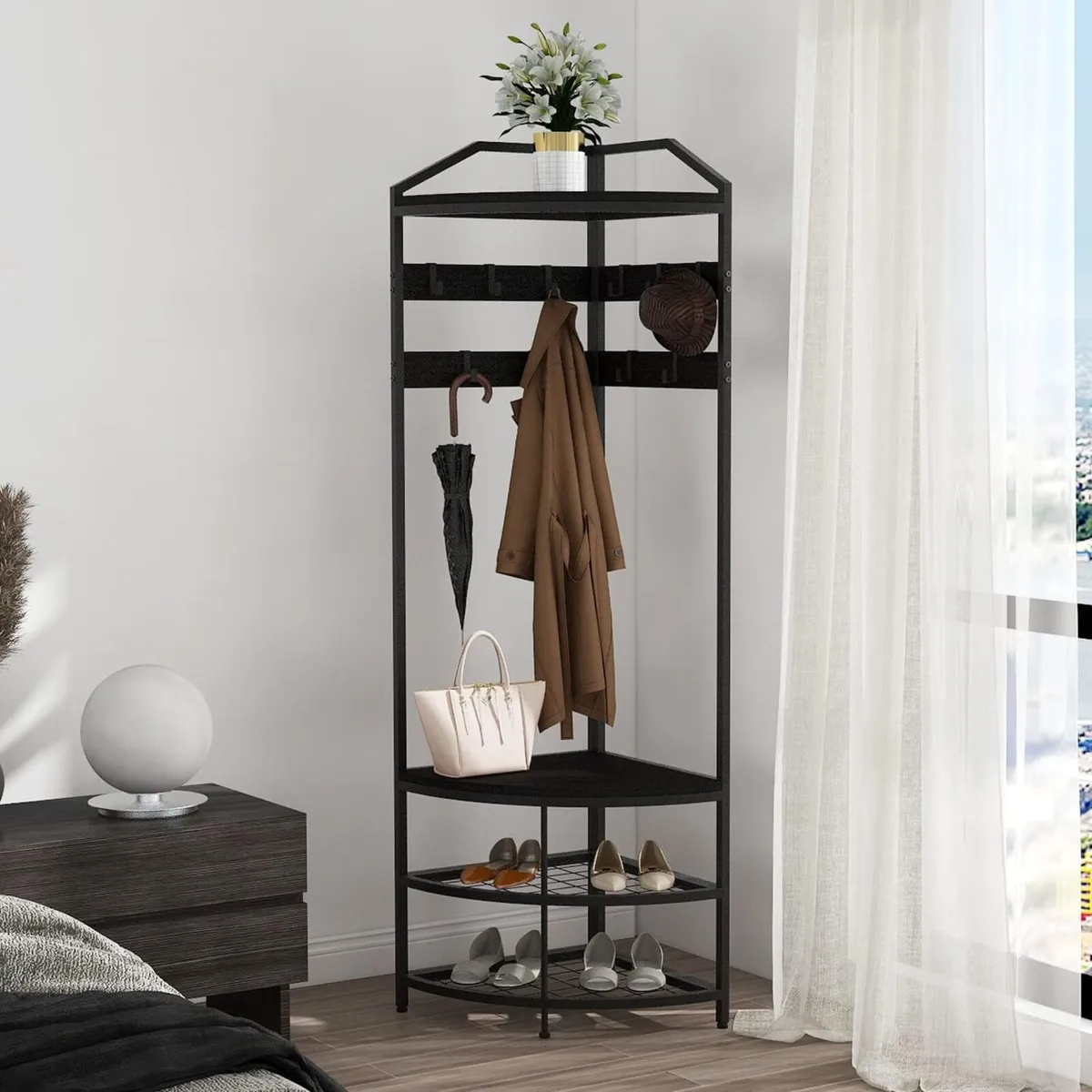 Coat Rack Stand with Shoe Storage Bench Free - Image 3