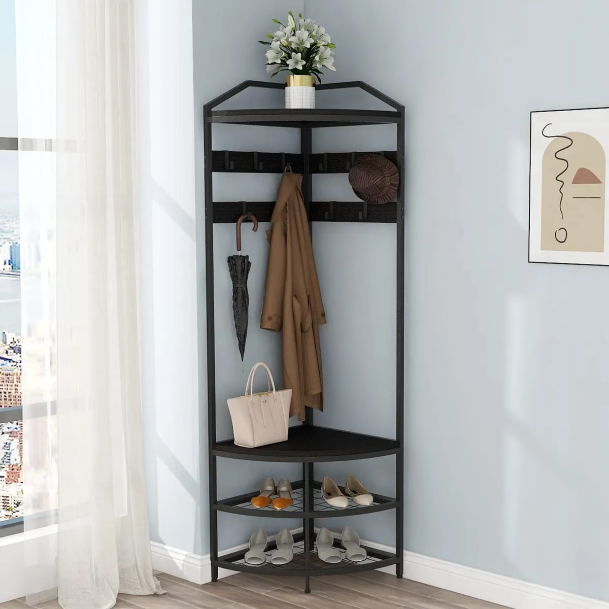 Coat Rack Stand with Shoe Storage Bench Free - Image 1