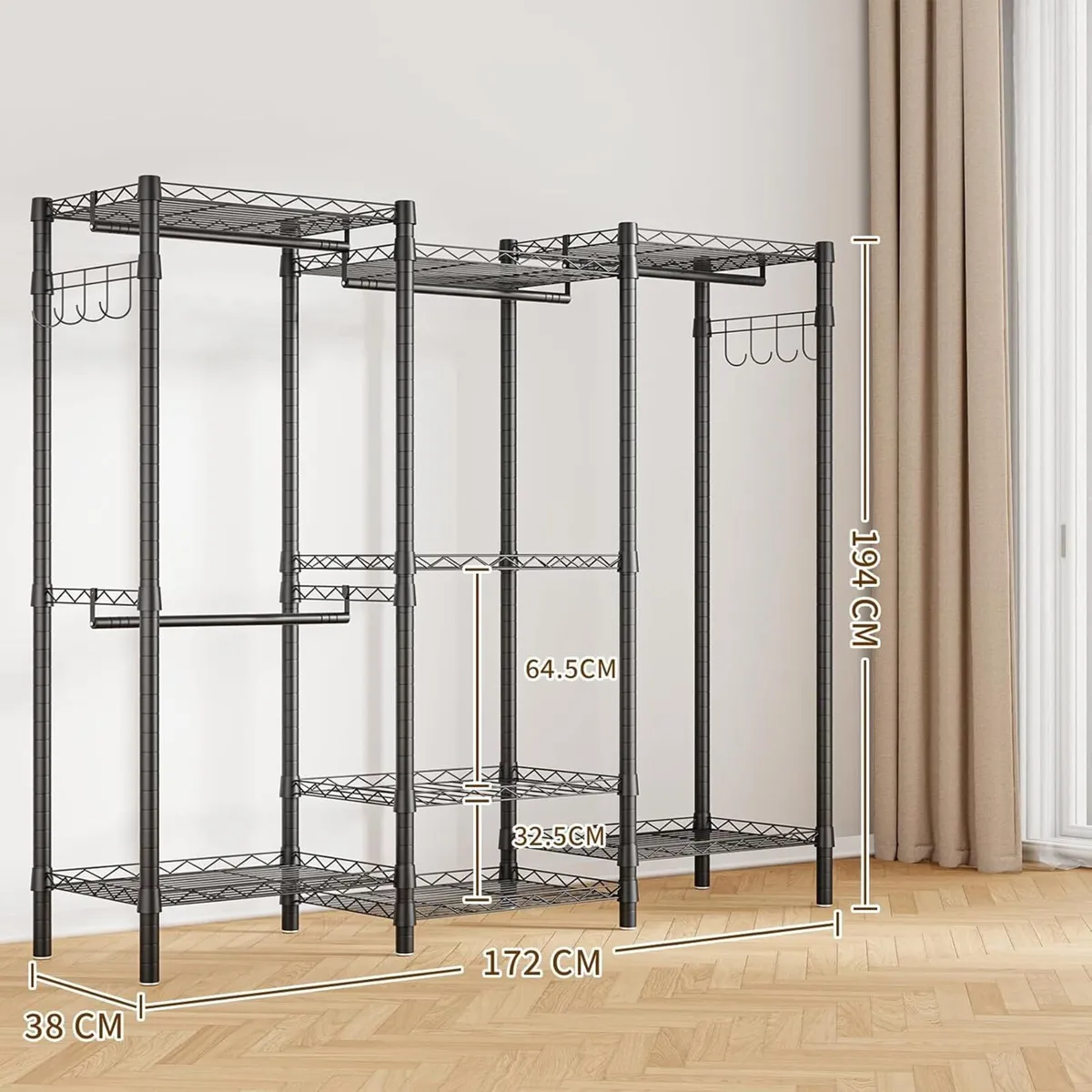 Clothes Rails Storage Rack Heavy Duty Rail with - Image 2