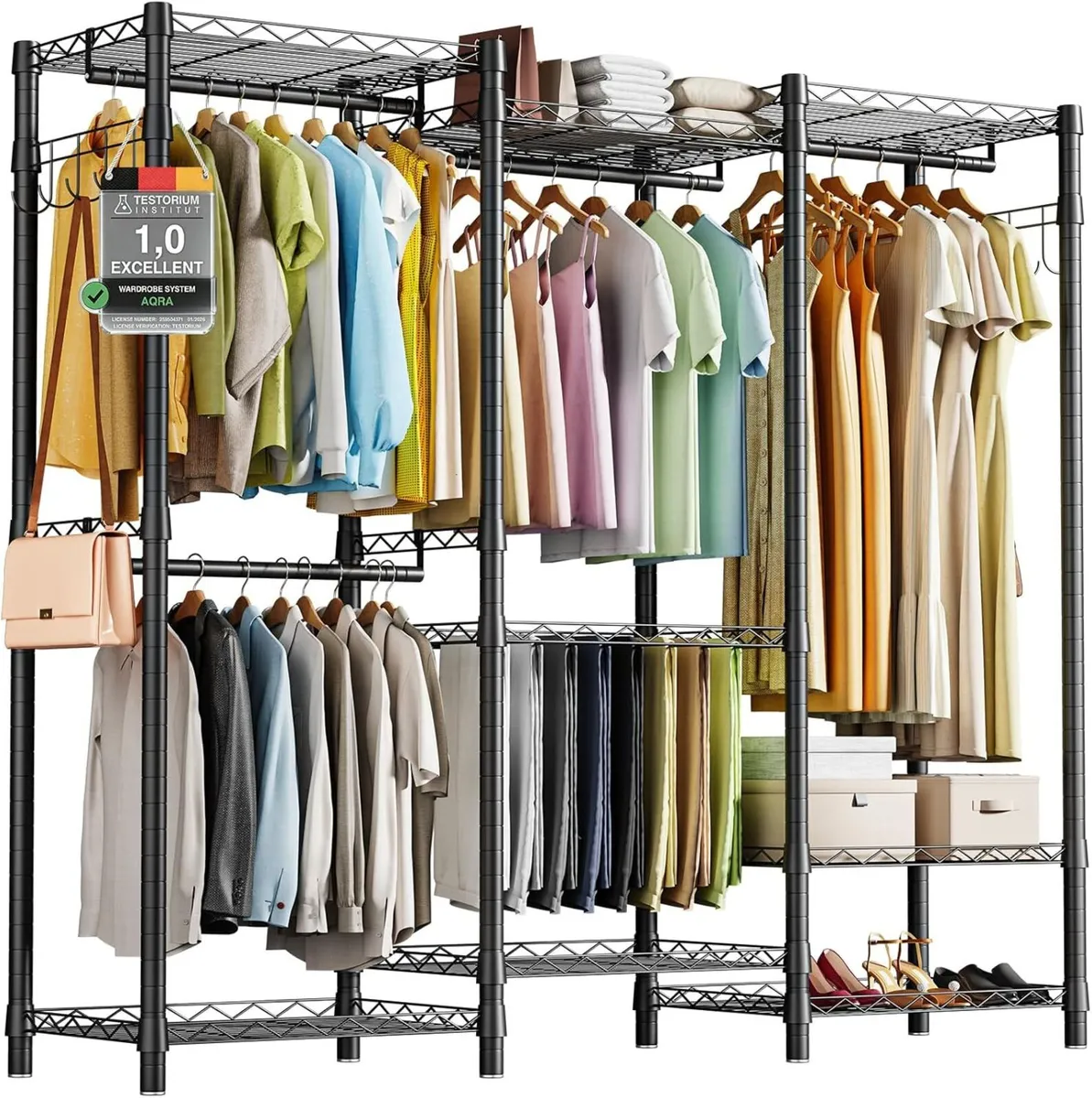 Clothes Rails Storage Rack Heavy Duty Rail with - Image 1