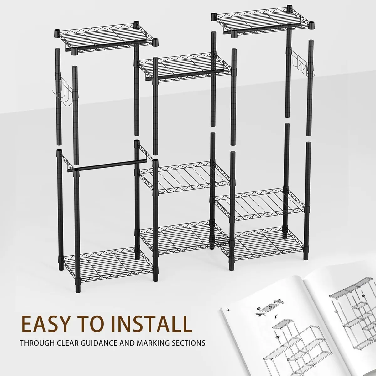 Clothes Rails Storage Rack Heavy Duty Rail with - Image 4