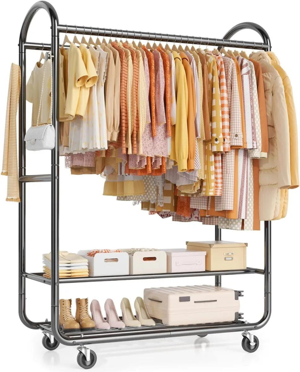 Heavy Duty Rolling Clothes Rail for Hanging - Image 1