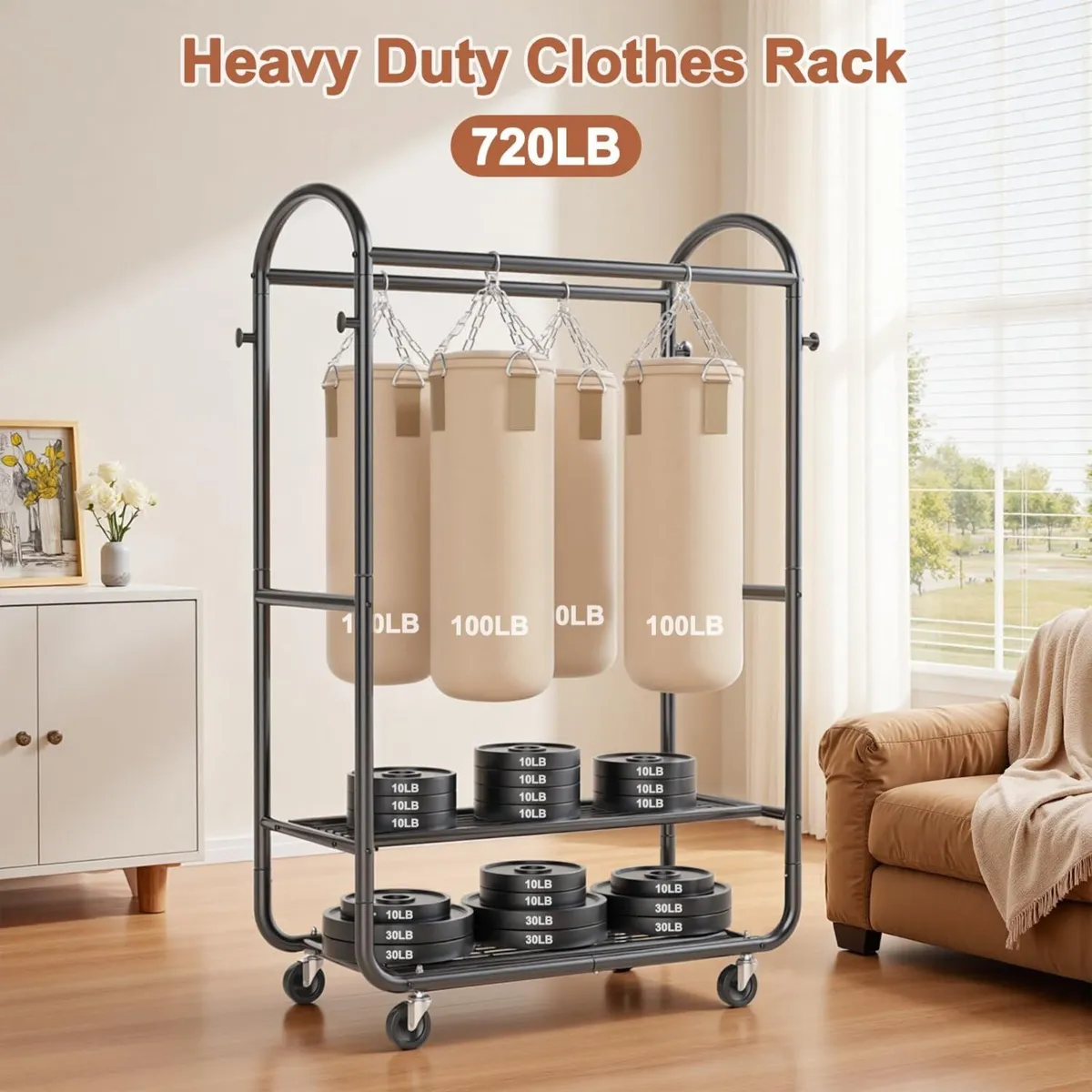 Heavy Duty Rolling Clothes Rail for Hanging - Image 4