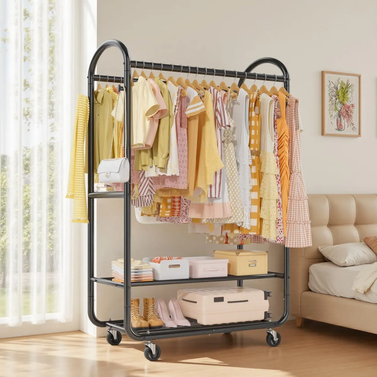 Heavy Duty Rolling Clothes Rail for Hanging - Image 2