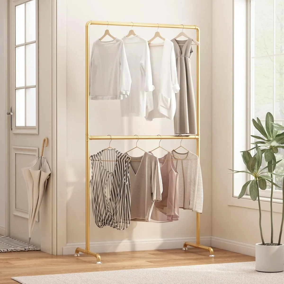 Industrial Pipe Clothing Rack Heavy Duty Metal - Image 1