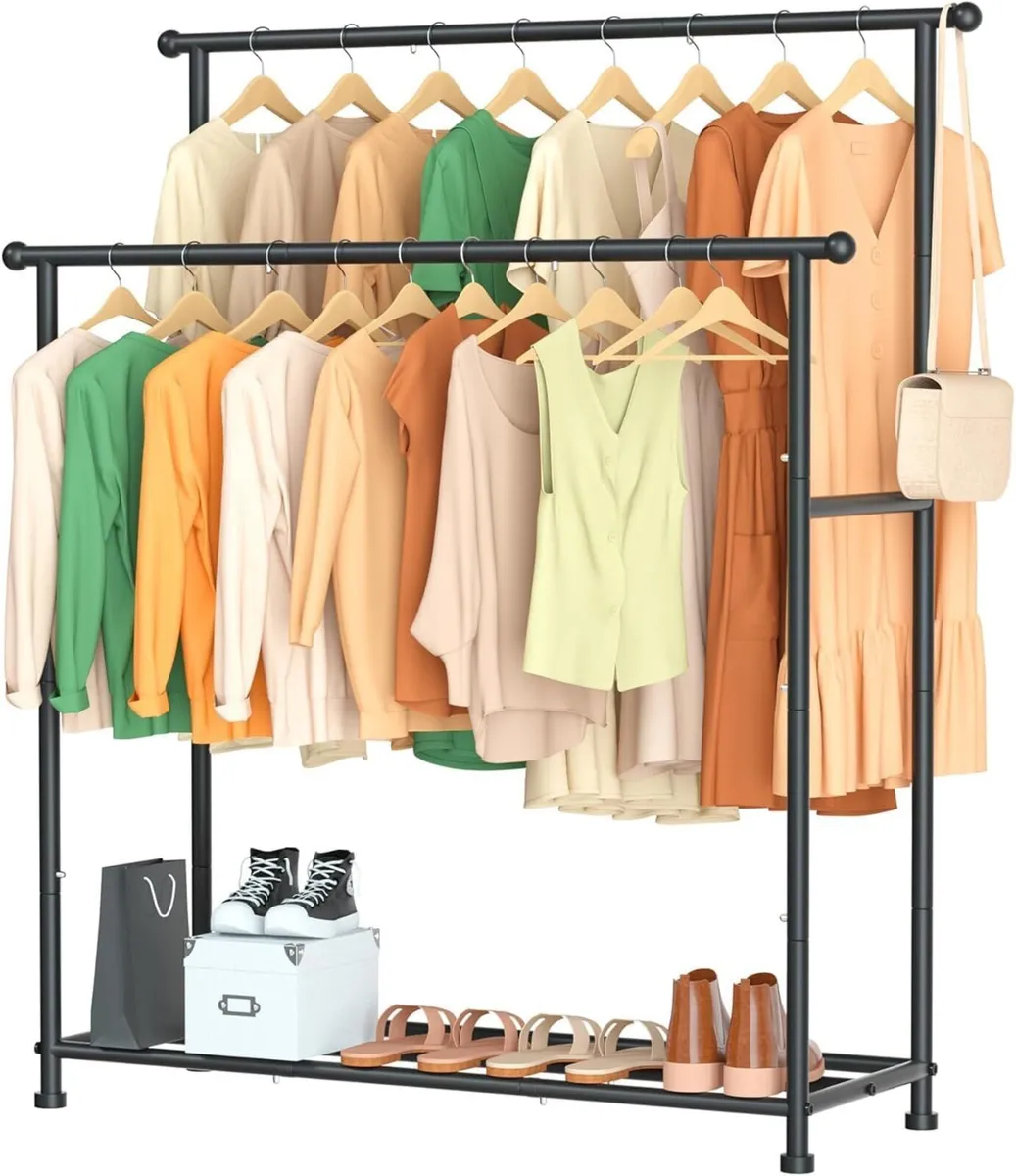 Clothes Rack for Hanging Double Rods Clothing