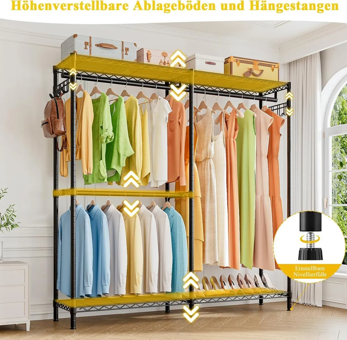 Heavy Duty Clothes Rack Metal Rail Coat with - Image 4