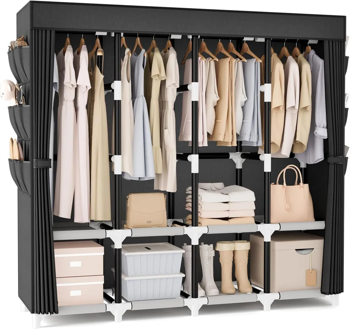 Wardrobe Closet 25mm Steel Tube Sturdy Portable - Image 1