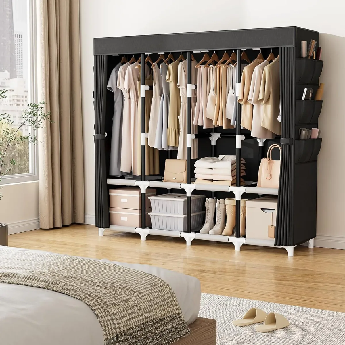 Wardrobe Closet 25mm Steel Tube Sturdy Portable - Image 2