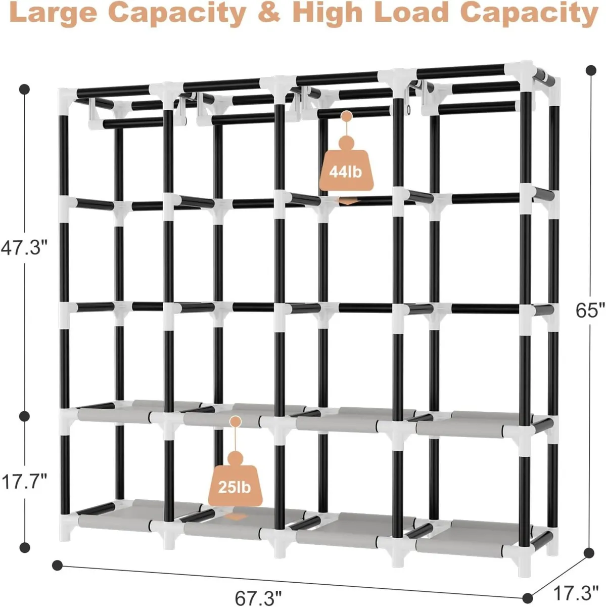 Wardrobe Closet 25mm Steel Tube Sturdy Portable - Image 3