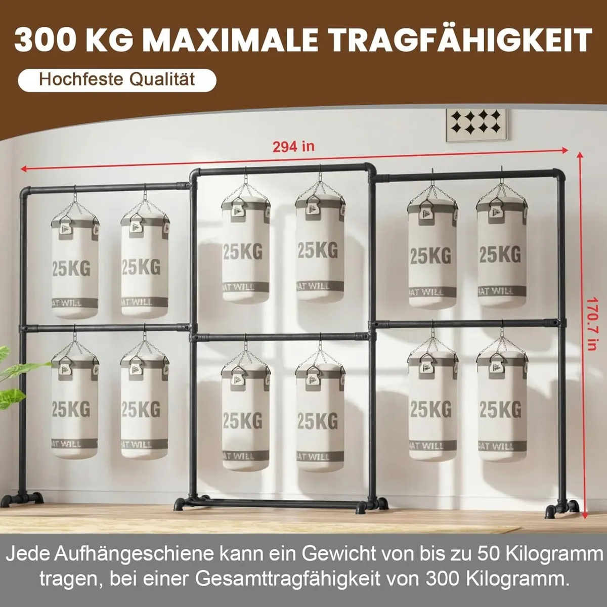 Heavy Duty Clothes Rack Large Coat Stand with 6 - Image 2