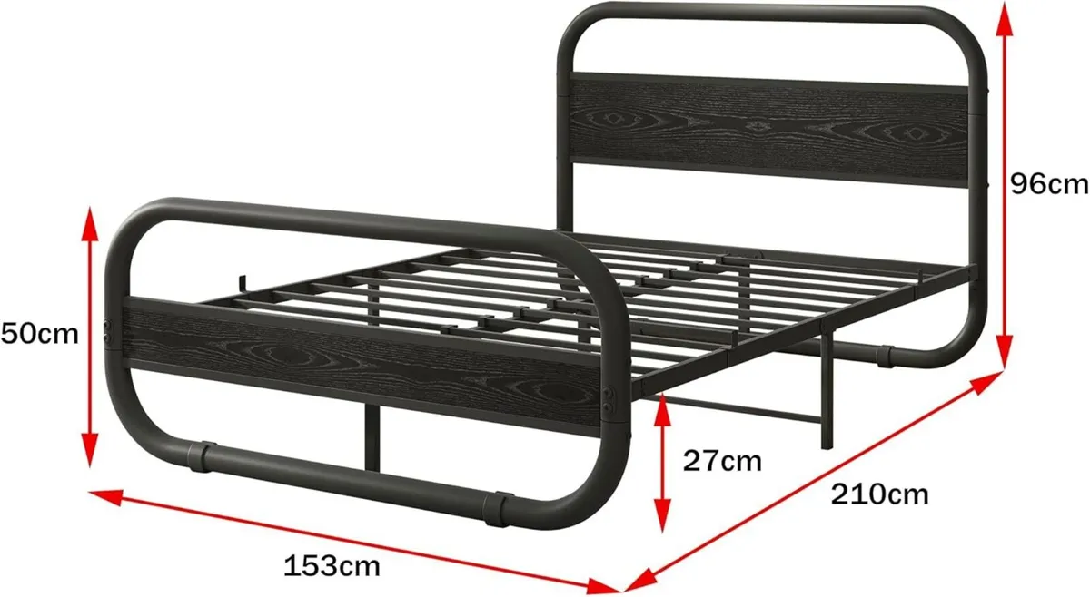 King Size Bed Frame with Headboard 150x200 - Image 2