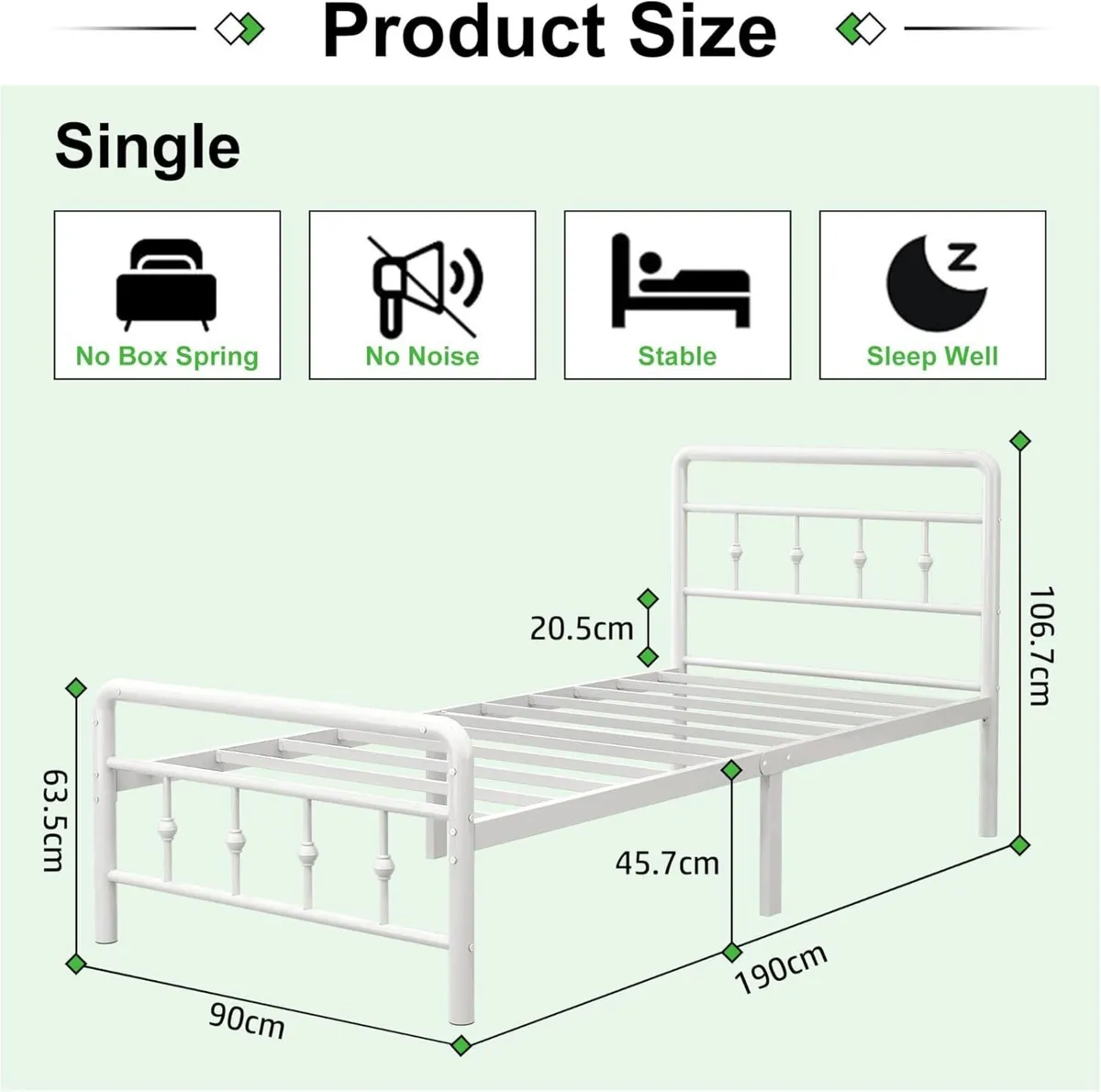 Single Bed Frame 3ft with Headboard and Footboard - Image 2