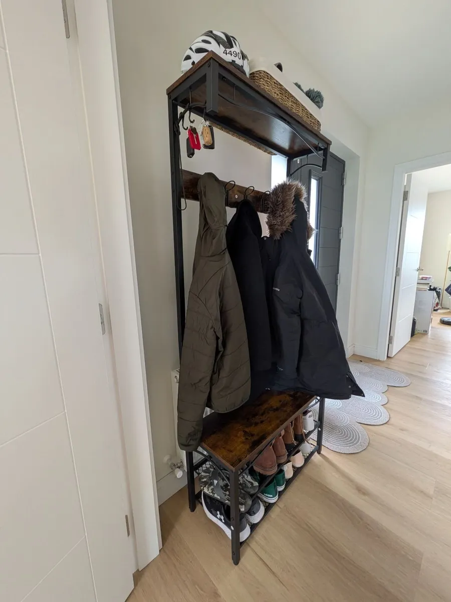 Shoe and Coat Rack with a Bench - Image 3