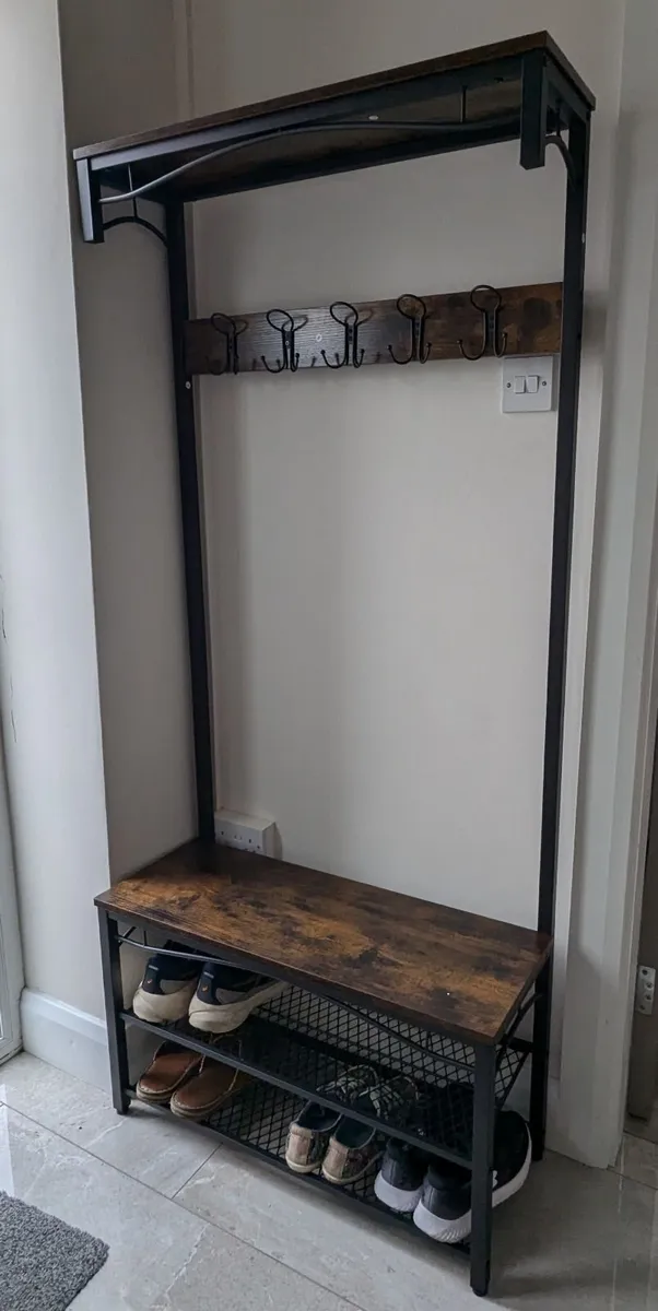 Shoe and Coat Rack with a Bench - Image 2