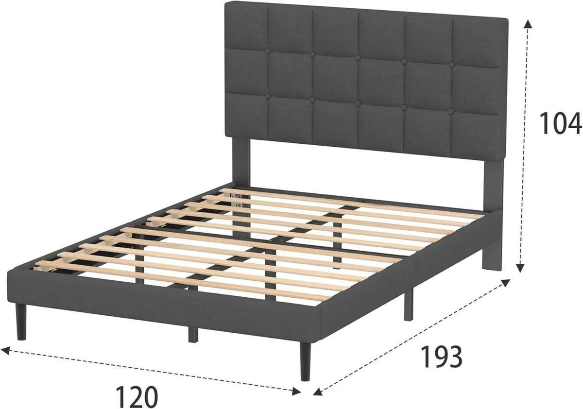 Small Double Bed Frame Easy Assembly Sturdy - Image 2