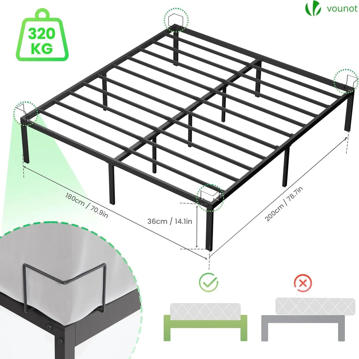 Super King Size Bed Frame 180 x 200 cm - Sturdy - Image 2