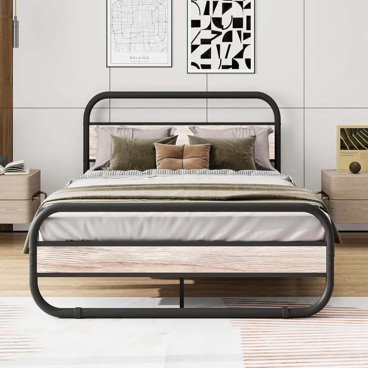 Double Bed Frame with Headboard Oval-Shaped - Image 1