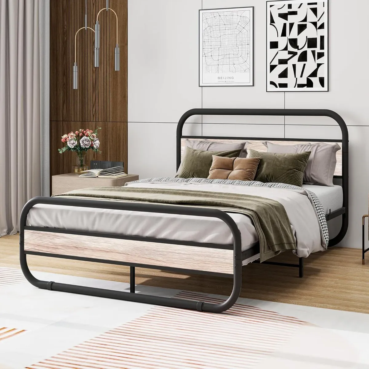Double Bed Frame with Headboard Oval-Shaped - Image 4