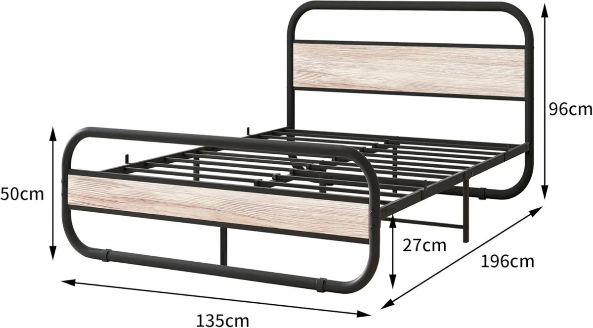 Double Bed Frame with Headboard Oval-Shaped - Image 2