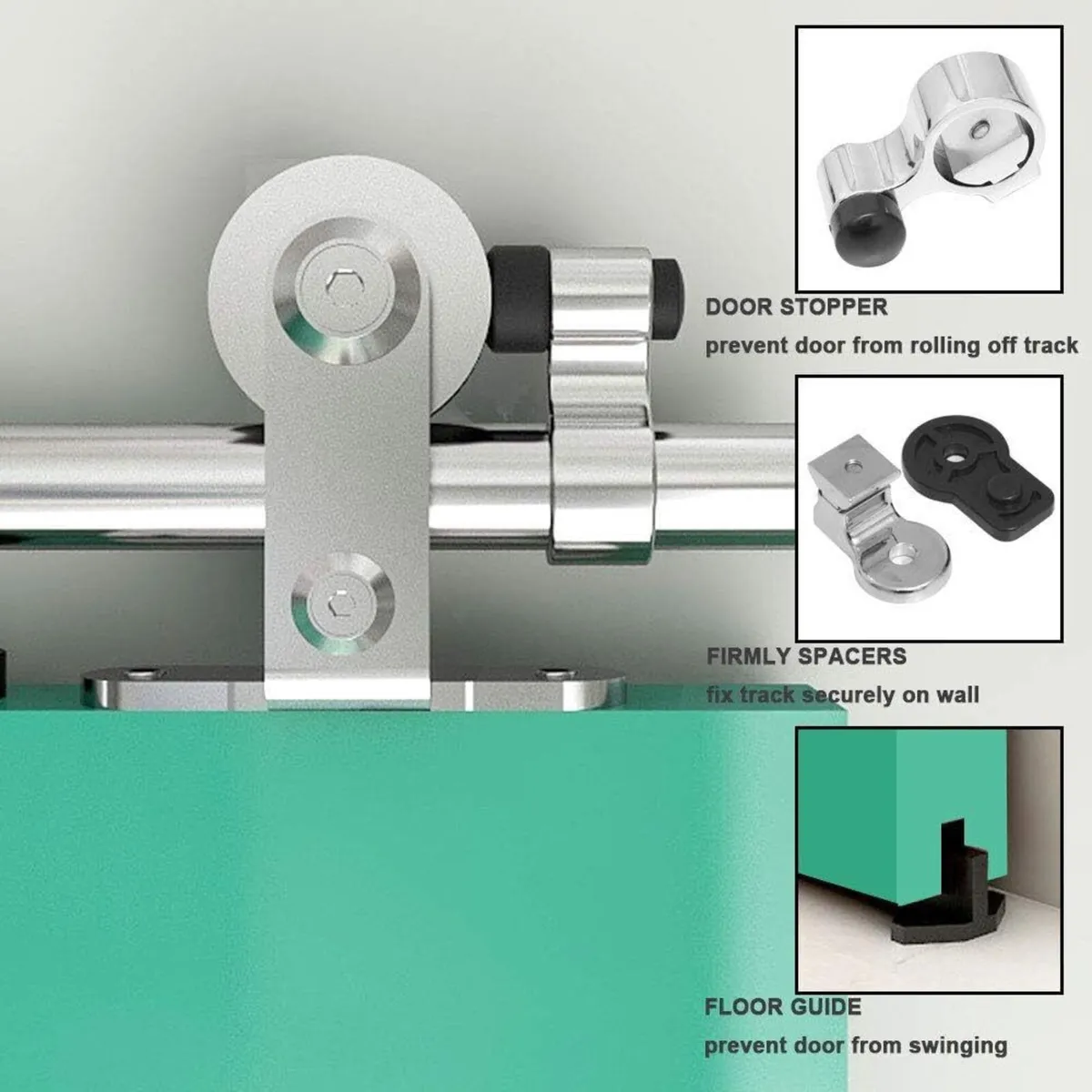 Sliding Door Kit with Track Rail 5.5FT System - Image 4