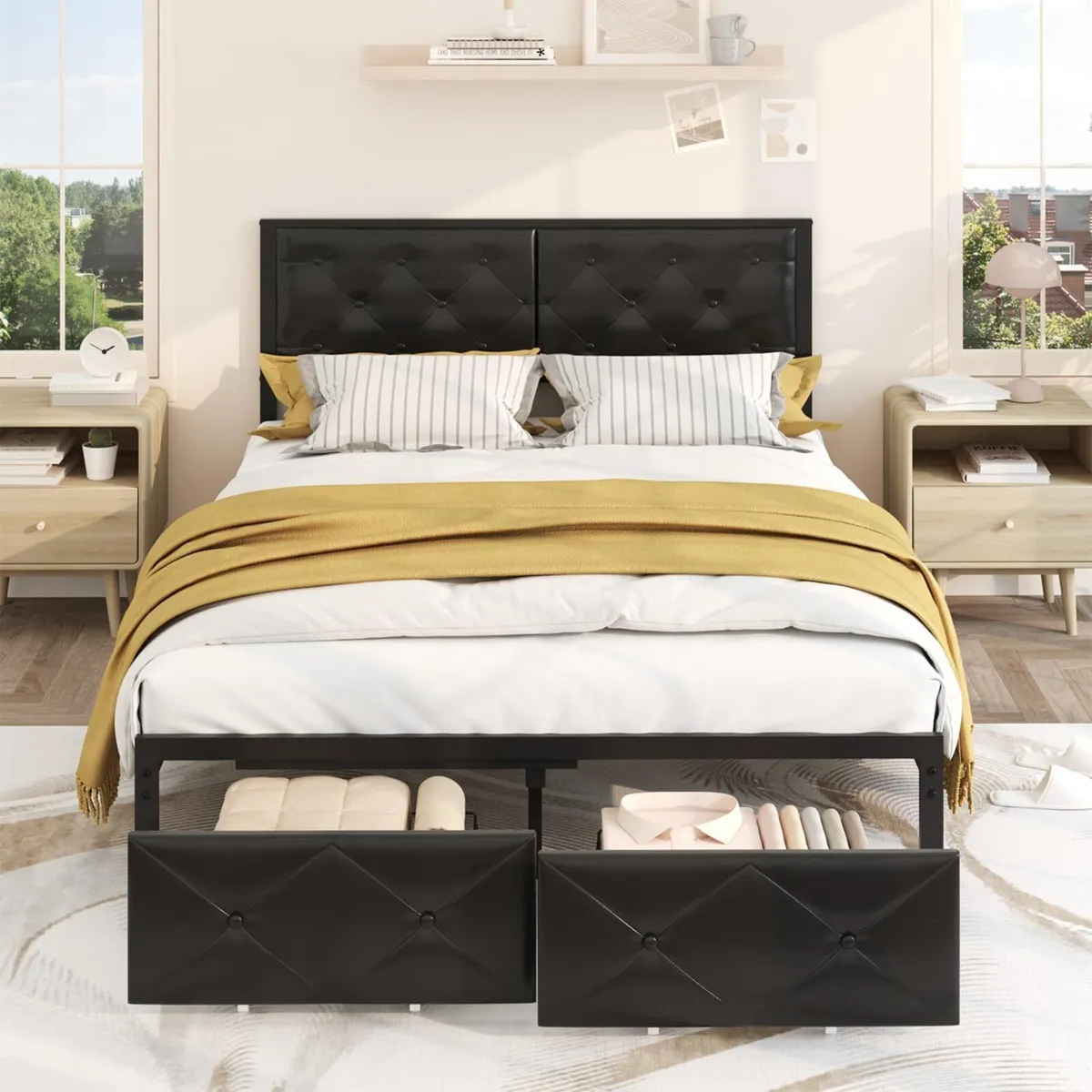 Double Bed Frame 195 x 137 97 cm with Charging - Image 1