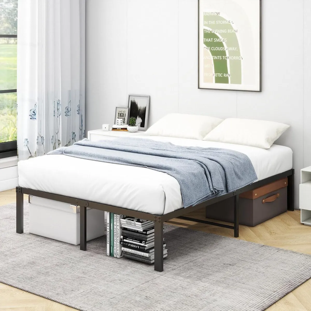 4ft6 Double Bed frame Metal 135x190 cm 36 Height - Image 4