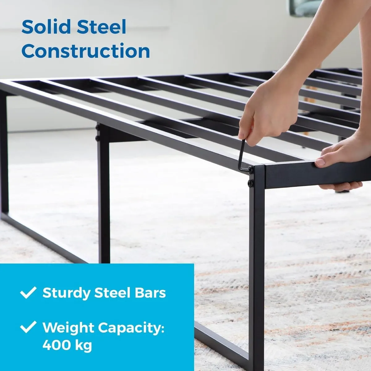 Contemporary Bed Frame King – Metal with Steel - Image 4