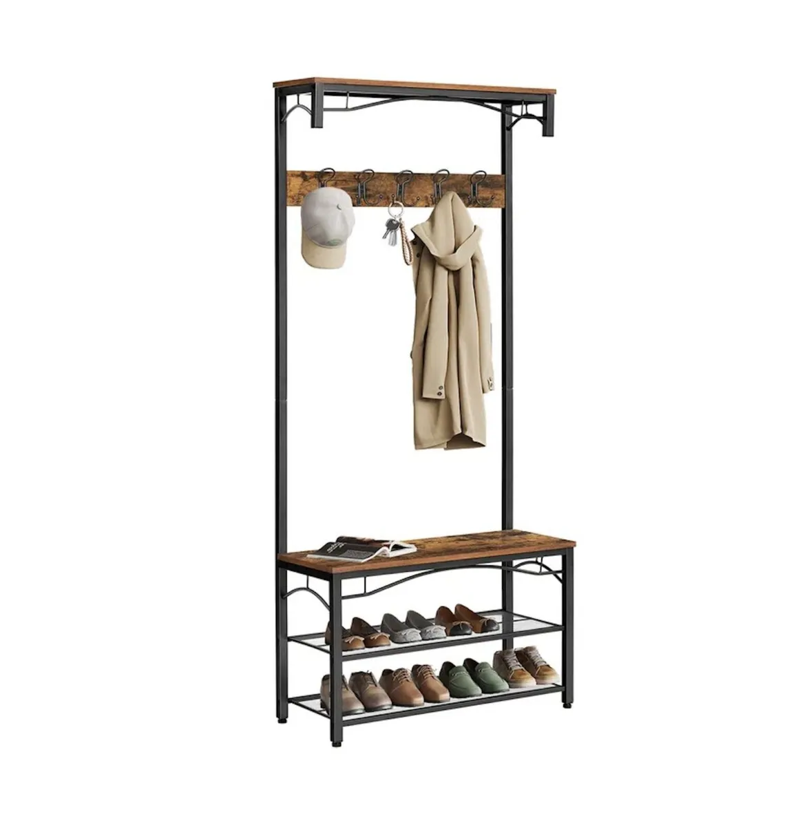 Shoe and Coat Rack with a Bench - Image 1