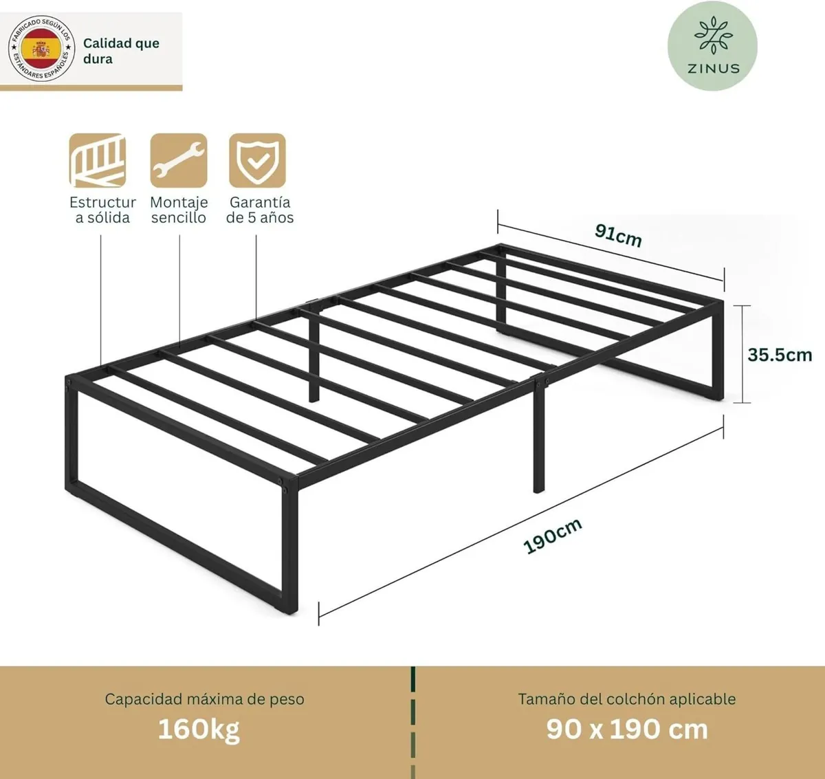 Lorelei 14 Platform Bed Frame Metal single - Image 2