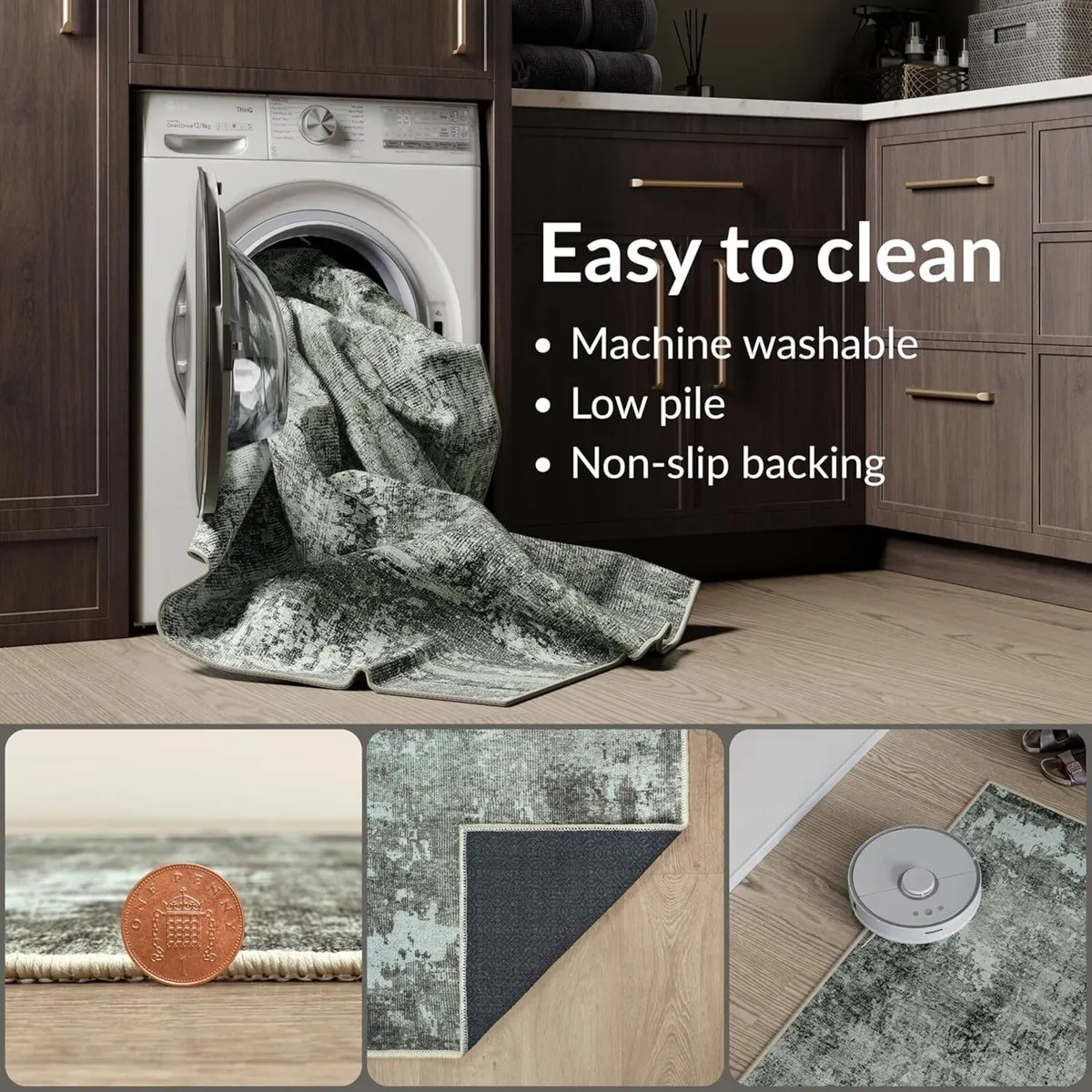 Machine Washable Rug 152x213cm 75% Recycled - Image 3