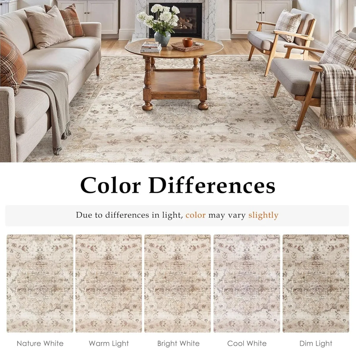 Beige Living Room Area Rug 200x300cm Machine - Image 2
