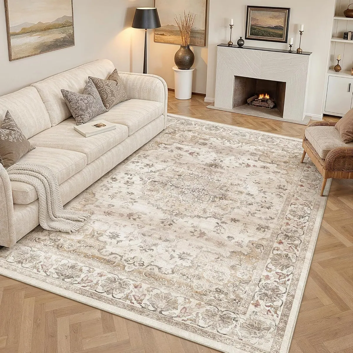 Beige Living Room Area Rug 200x300cm Machine - Image 3