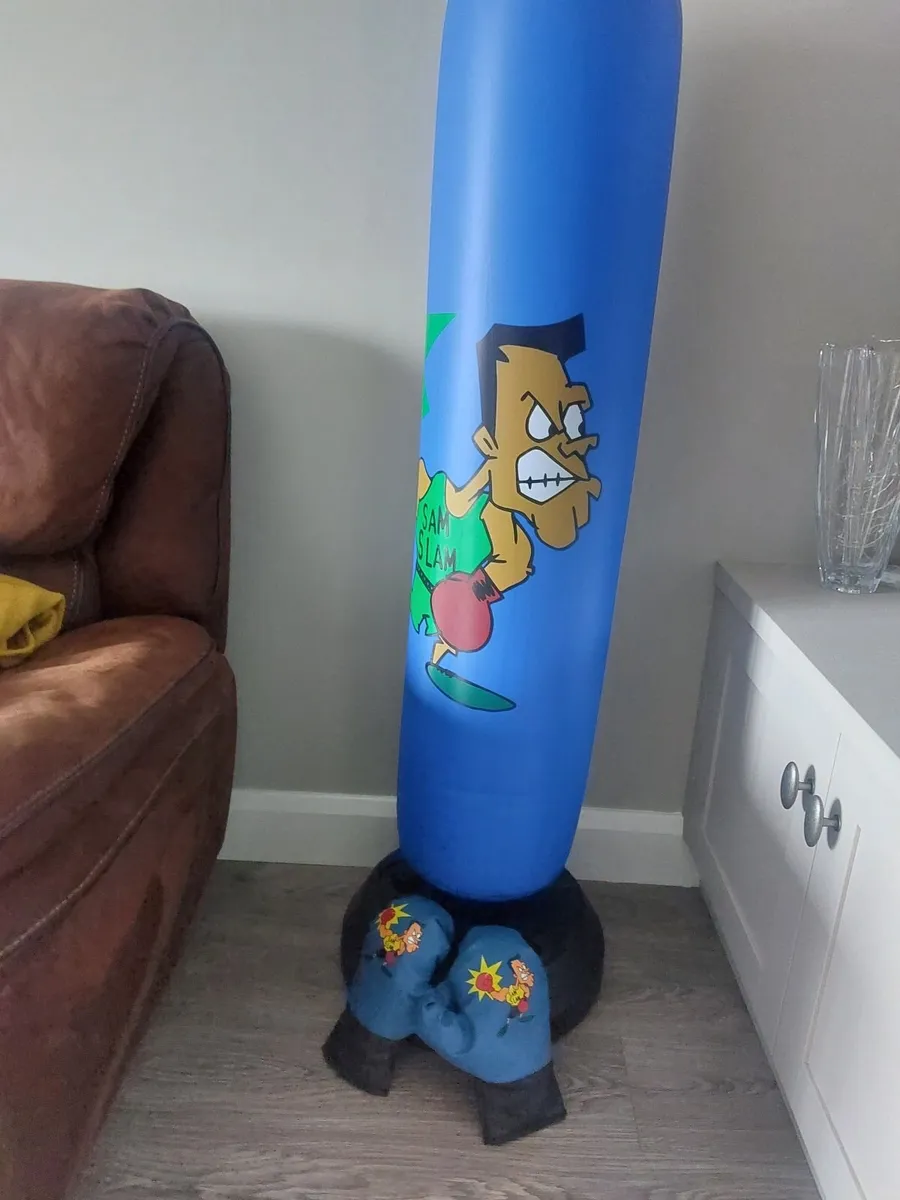 Boxing stand and gloves