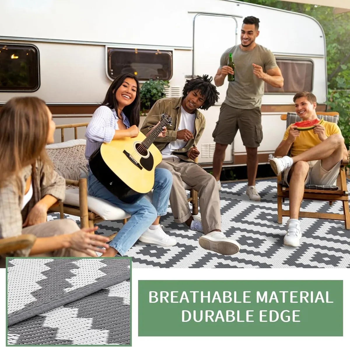 Outdoor Rug for Patios Waterproof Reversible - Image 4