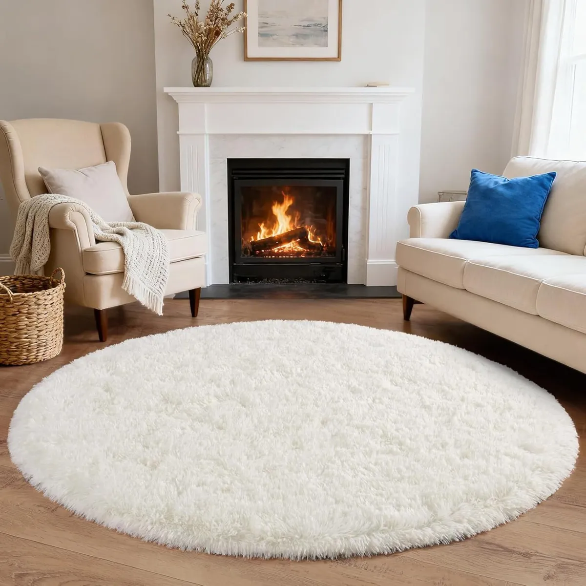 Large Round Rugs for Living Room 200cm - Fluffy - Image 3