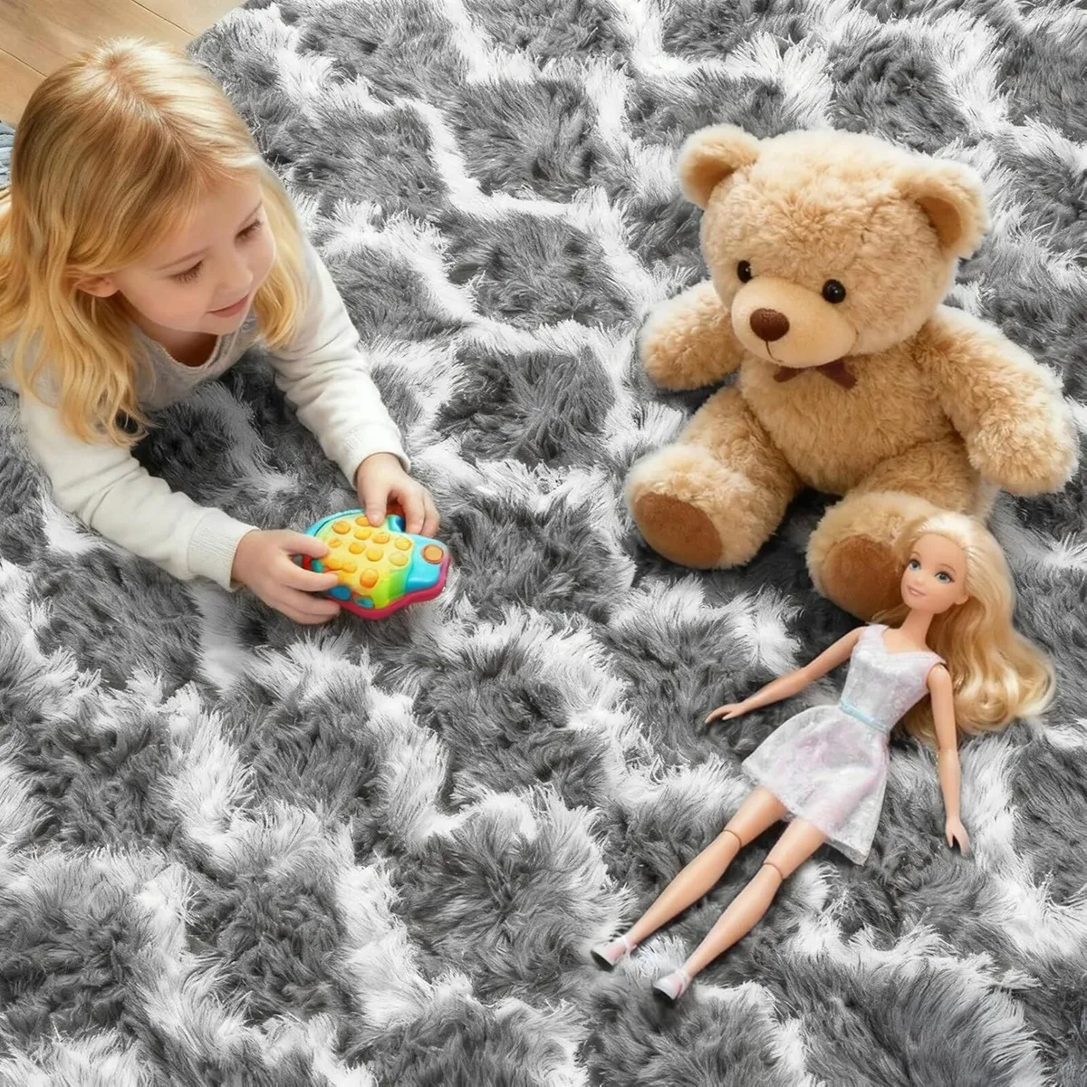 Rugs Living Room 240x300cm Light Grey and White - Image 2