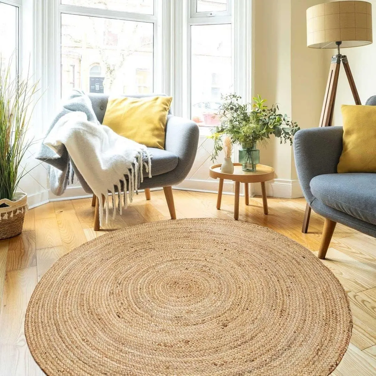 Round Braided Natural Scandi Minimalist Beige - Image 2