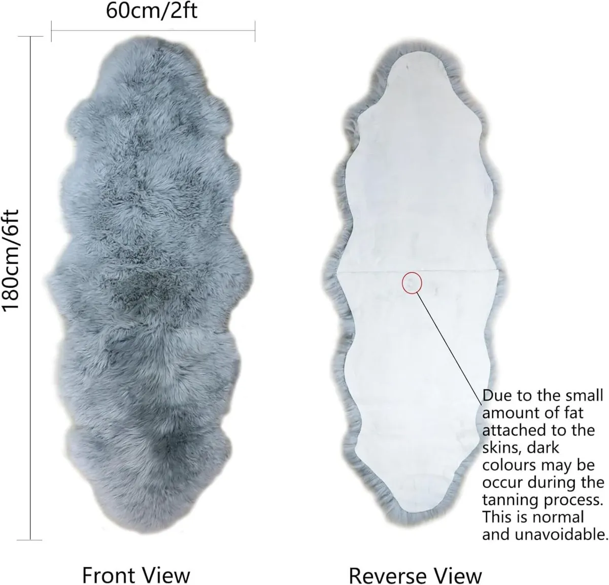 Sheepskin Rug Large 180x60cm Natural New Zealand - Image 2