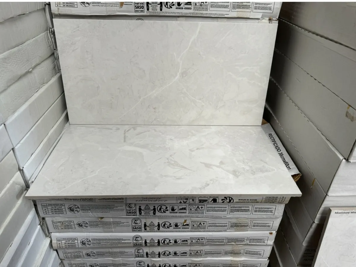 Joblot Tile Stone White 30cm x 60cm Gloss finish