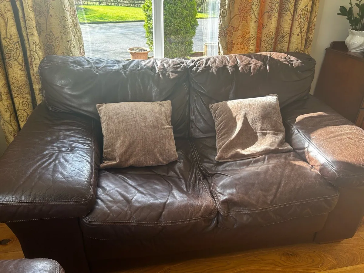 Brown leather sofas - Image 1