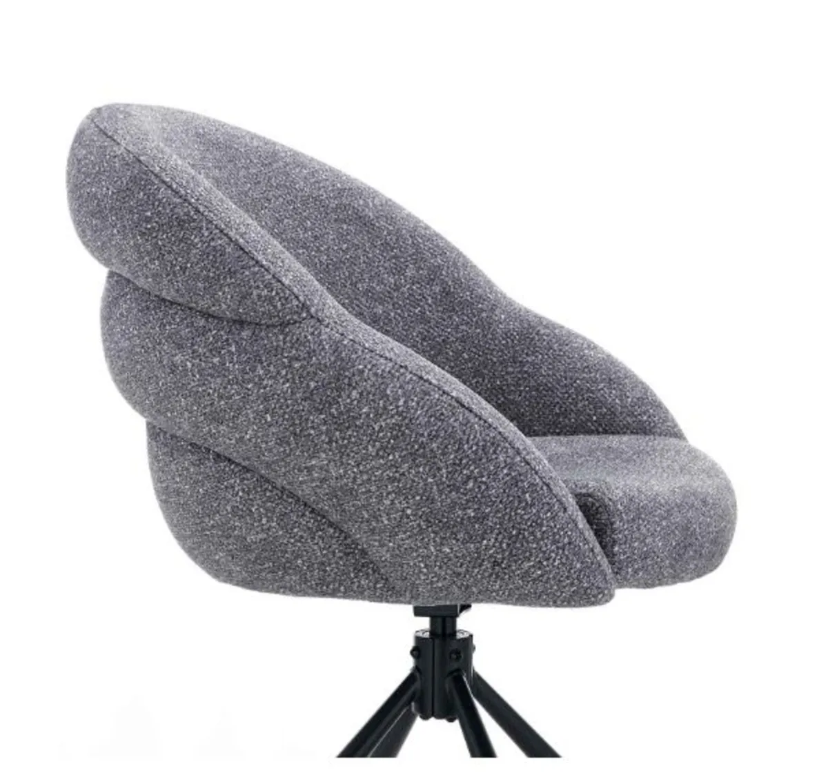 Lilia Grey Chenille Swivel Chair – Black Metal Bas - Image 2