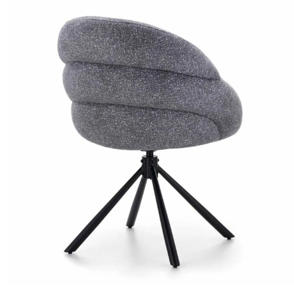 Lilia Grey Chenille Swivel Chair – Black Metal Bas - Image 3