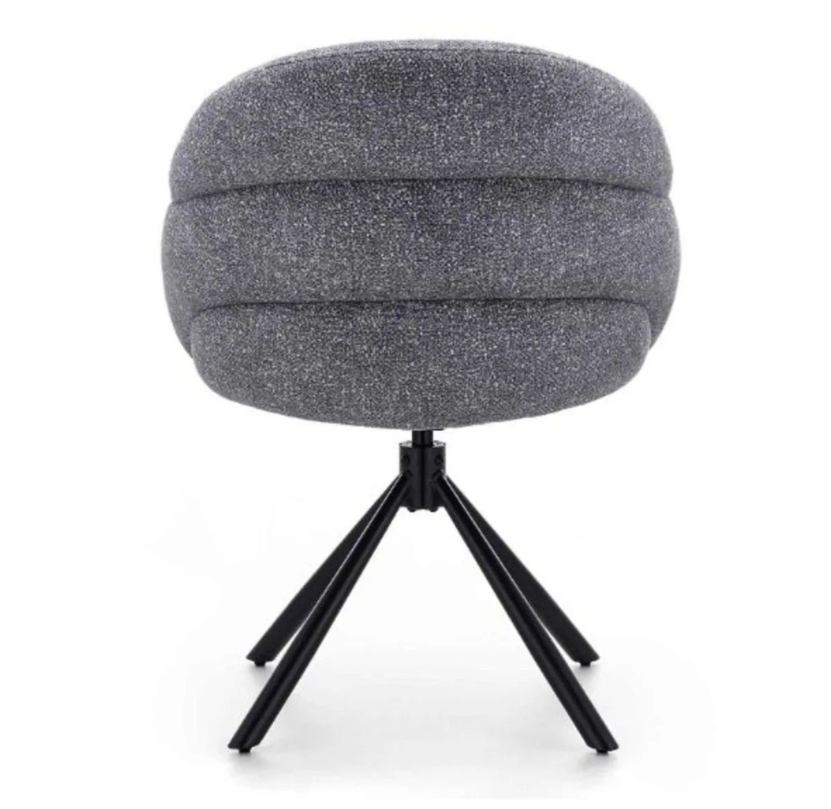 Lilia Grey Chenille Swivel Chair – Black Metal Bas - Image 4